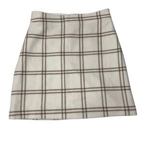 J.Crew Plaid Wool Mini Skirt - Size 4 - Ivory Camel - Academia Style